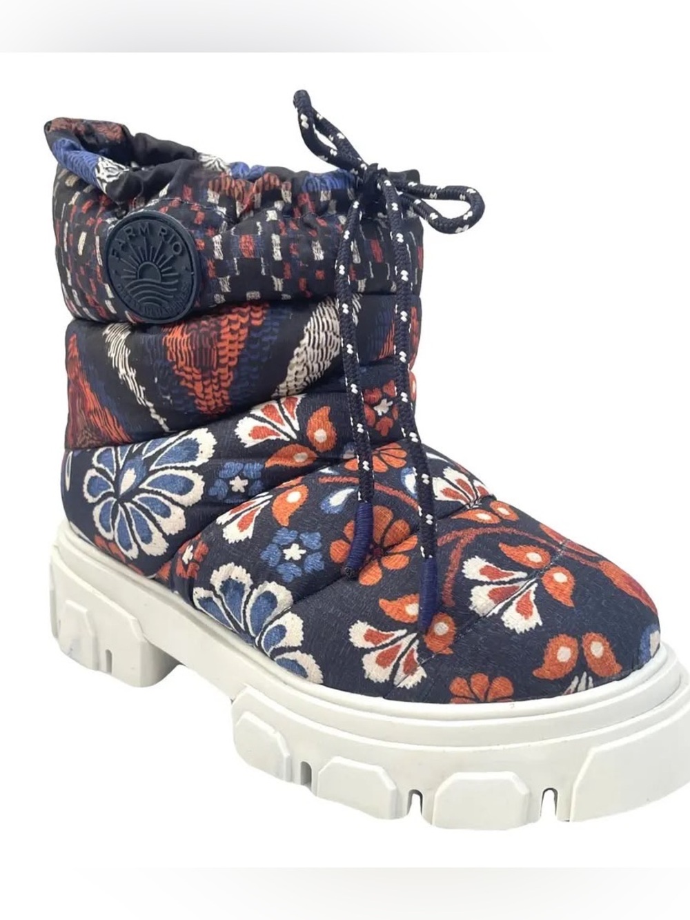 FARM Rio Pineapple Flower Lug Sole Puffer Bootie size 7